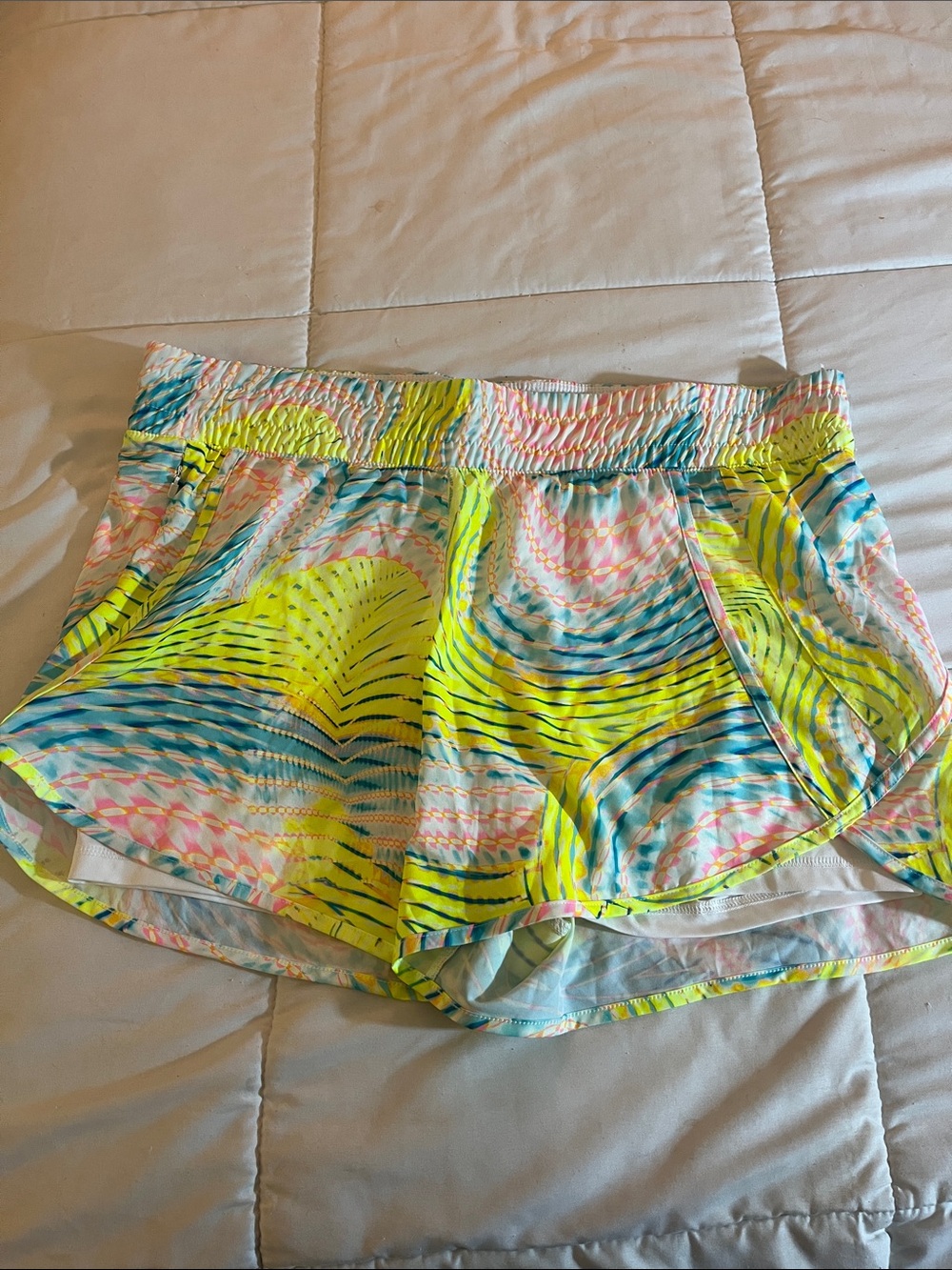 Women’s Neon Wave Multi-Color Printed Athletic Shorts